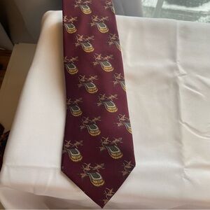 Lands' End Maroon Ducks & Saddles Men's Silk Neck Tie 57" Long x 3.5" W (D718)